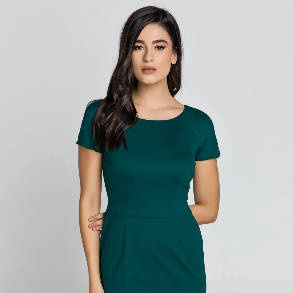 Emerald Fitted Cap Sleeve Dress